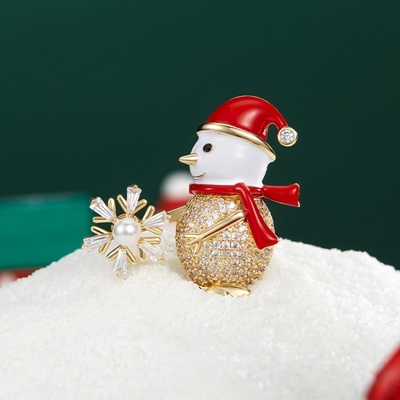 Éternelle vánoční brož se zirkony sněhulák B2350/MCK zlatá