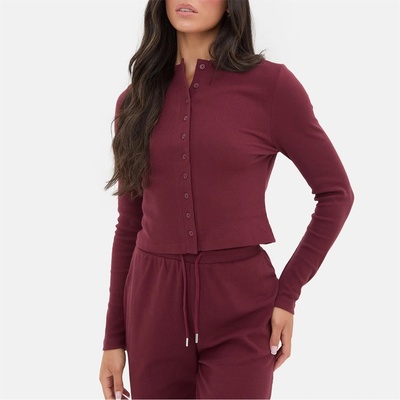 I Saw It First Фланелка с дълъг ръкав I Saw It First Button Front Long Sleeve Top - Burgundy