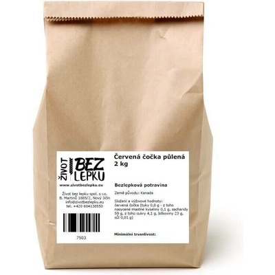 Život bez lepku Čočka červená půlená 2 kg
