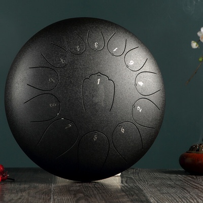Tongue drum 12" 30cm 13 tónov C-dur Čierny s príslušenstvom