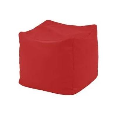 Pufrelax Пуф 80л. , Табуретка Куб - Teteron Red, Перящ се калъф, Водоустойчив, Пълнеж от Полистиролни перли