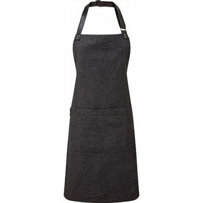 Premier Workwear Pracovní zástěra s barvenou bavlněnou přízí s oxfordskou vazbou Černá PW144