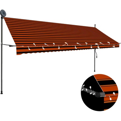 Nabytek XL Ručně zatahovací markýza s LED světlem 400 cm oranžovo-hnědá