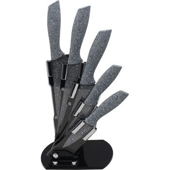 Image 1 of ZEPHYR Комплект ножове с поставка zephyr zp 1633 cs5as, 6 части, Неръждаема стомана, Мраморно покритие, Сив (1630120160)