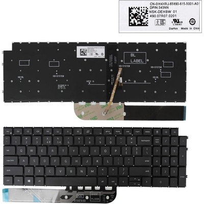 Compatible Клавиатура за лаптоп Dell Inspiron 3510 3511 3515 15 5515 3520 3525 Black Without Frame With Backlit / Черна Без Рамка С Подсветка US/UK (60107027_BL)