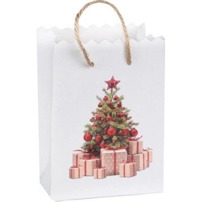 Santex Vánoční taštička dárková papírová Stromeček červený 6x3x9cm 6ks