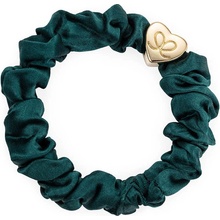 By Eloise Gold Heart Silk Scrunchie –⁠ Chive Green