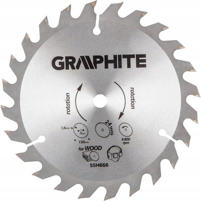 Kotouč na dřevo GRAPHITE 150 mm 10 mm 21-29 zubů
