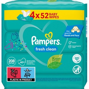 Pampers Мокри кърпички Pampers Fresh Clean - 4x52 броя