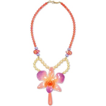 Dannyra Колие с естествена орхидея, корали, стъклени мъниста и перли Майорка Coral Beauty Dannyra Jewels