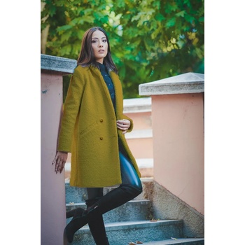 Image 1 of Radek's Collection Елегантно зимно палто букле в цвят горчица 12110-321