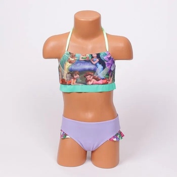 Image 1 of Бански в лилаво със зелена лента и апликация