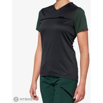 100% RIDECAMP Women's Short Sleeve Charcoal/Forest Green