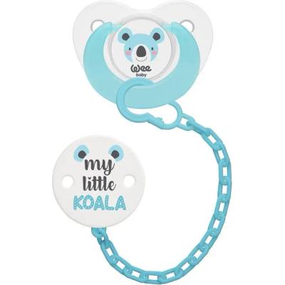 Wee Baby Силиконова залъгалка с верижка Wee Baby, 6-18 месеца, синя (372)