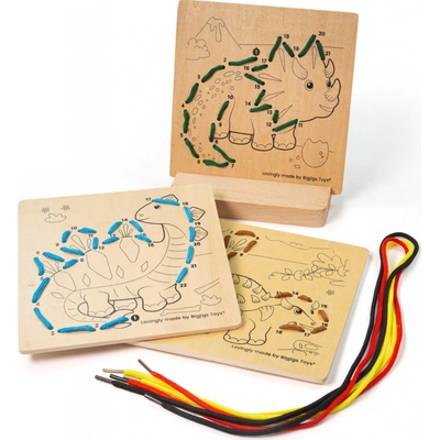 Bigjigs Toys Provlékání podle čísel Dinosauři