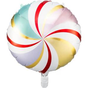 PartyDeco Коледен балон от фолио - пастелен бонбон 35см