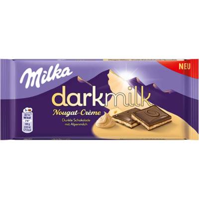 Milka darkmilk hořká alpská s nugátovým krémem 85 g