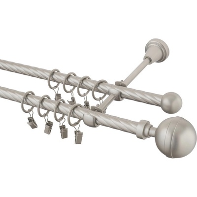 GARNÝŽE-HEBR Garnýž kroucená Kalisto chrom mat dvojitá 190 cm