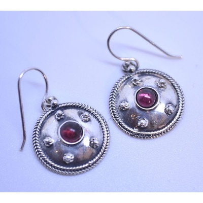 Drakkaria ANTICA ROMA stříbrné náušnice s kamenem granát almandin P23883