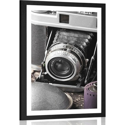 Plagát s paspartou starý fotoaparát