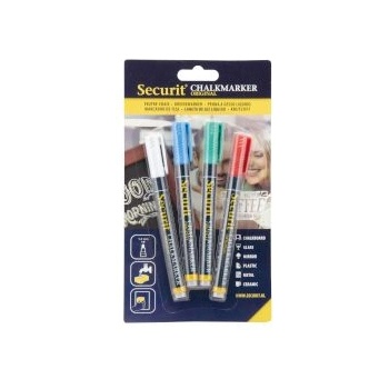 Securit Тебеширен маркер 1-2мм 4 цвята наситени