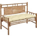vidaXL Градинска пейка с възглавница, 120 см, бамбук (3063893)
