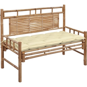 vidaXL Градинска пейка с възглавница, 120 см, бамбук (3063893)