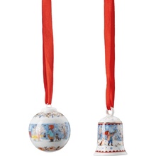 Rosenthal Vianočná sada porcelánové Mini ozdoby zvonček guľa Štedrý večer 5 Ø 4,5 cm 02480-727412-28620