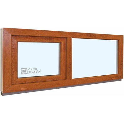 KÖMMERLING Plastové okno - 70 AD, 1800x600 mm, FIX/S, zlatý dub čiré, zlatý dub/bílá