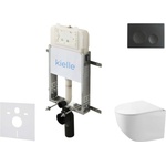 kielle Genesis New - Комплект структура за вграждане, компактна тоалетна чиния Gaia, Rimless, SoftClose седалка и бутон Gemini New I, черен мат 30528SZ84 (30528SZ84)