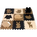 KIK Kontrastné penové puzzle 85 cm x 85 cm 9 ks hnedá krémová