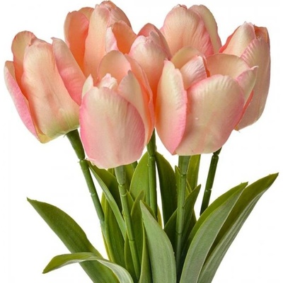 Umělé květiny růžovobílé tulipány – 32 cm