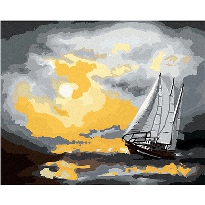 ZUTY Malování podle čísel PLACHETNICE PLUJÍCÍ PO MOŘI PO BOUŘCE D RUSTY RUST Rozměr 40 x 50 cm Rámování vypnuté plátno na rám