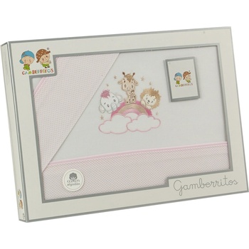 Gamberritos Комплект летни чаршафи, 3 части за легло 60х120см. Животни, розово (109584)