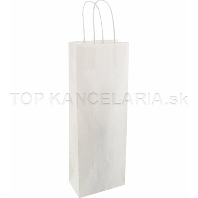 Papierová taška na víno s krútenou rúčkou 14x8x39cm biela Biela