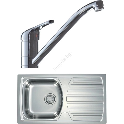 Alveus SETA259 - Кухненска мивка BASIC+смесител за мивка RIVIERA 14, 8cm сатен/хром (AV0144)