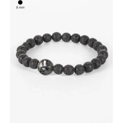 Prosperk Náramek z korálků lávového kamene se stromem života černá S2992