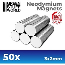 Green Stuff World Neodymium Magnets 3x2mm 50 units N52 / Neodymové magnety 3x2mm 50ks GSW9260