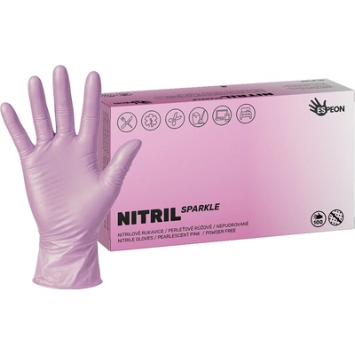 Espeon NITRIL SPARKLE nepudrované perleťovo ružové 100 ks