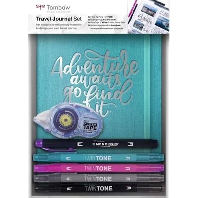 Tombow Travel Journaling – dárkový set deníku A5 | TwinTone | Mono Edge | Power Tape 16 m | tečkovaný zápisník | 128 stran | 90 g/m2 | travel journal
