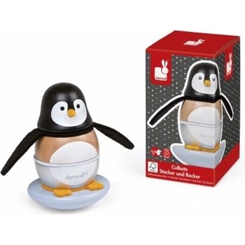 Janod - Дървена играчка за нанизване - Клатушкащо се пингвинче (J08127)