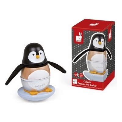 Janod - Дървена играчка за нанизване - Клатушкащо се пингвинче (J08127)