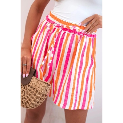 Kesi dámské bavlněné šortky pruhované žlutý neon oranžová