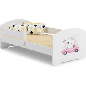 Kobi Детско легло Luk с парапет и различни мотиви (140 х 70 см, cat with car)