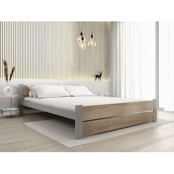 Textilomanie Ikaros Double dub sonoma / sivá s latkovým roštom Matrac Somnia 18 cm