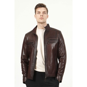 Jacket Club Мъжко яке от естествена кожа e-1004 - Тъмнокафяво #317601 (317601_Кафяво)