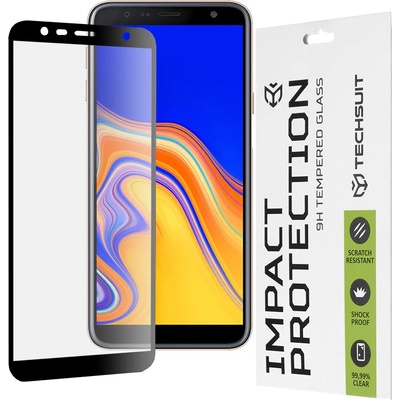 Techsuit Протектор за Samsung Galaxy J4 Plus / J6 Plus - 111D Full Cover / Full Glue Glass - Черен