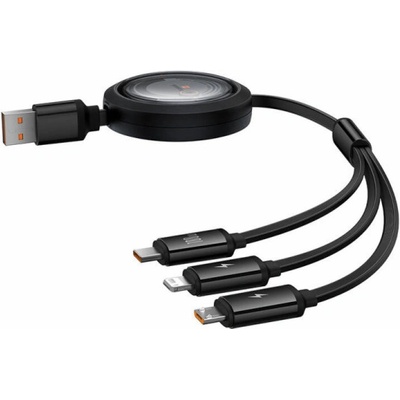 Baseus P10368700111-03 Rychlonabíjecí 3v1 USB-A - microUSB USB-C Lightning (100W), 1,1m, černý