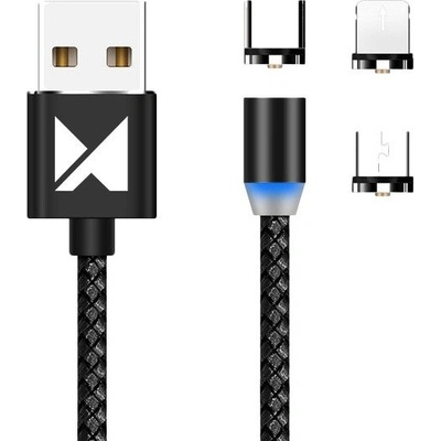 Wozinsky 51481 Magnetický (USB Type-C / micro USB / Lightning), 1m