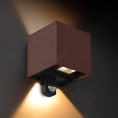 Brilagi - LED външно стенно осветително тяло със сензор CUBE LED/6W/230V, кафяво, IP65 (BG5254)